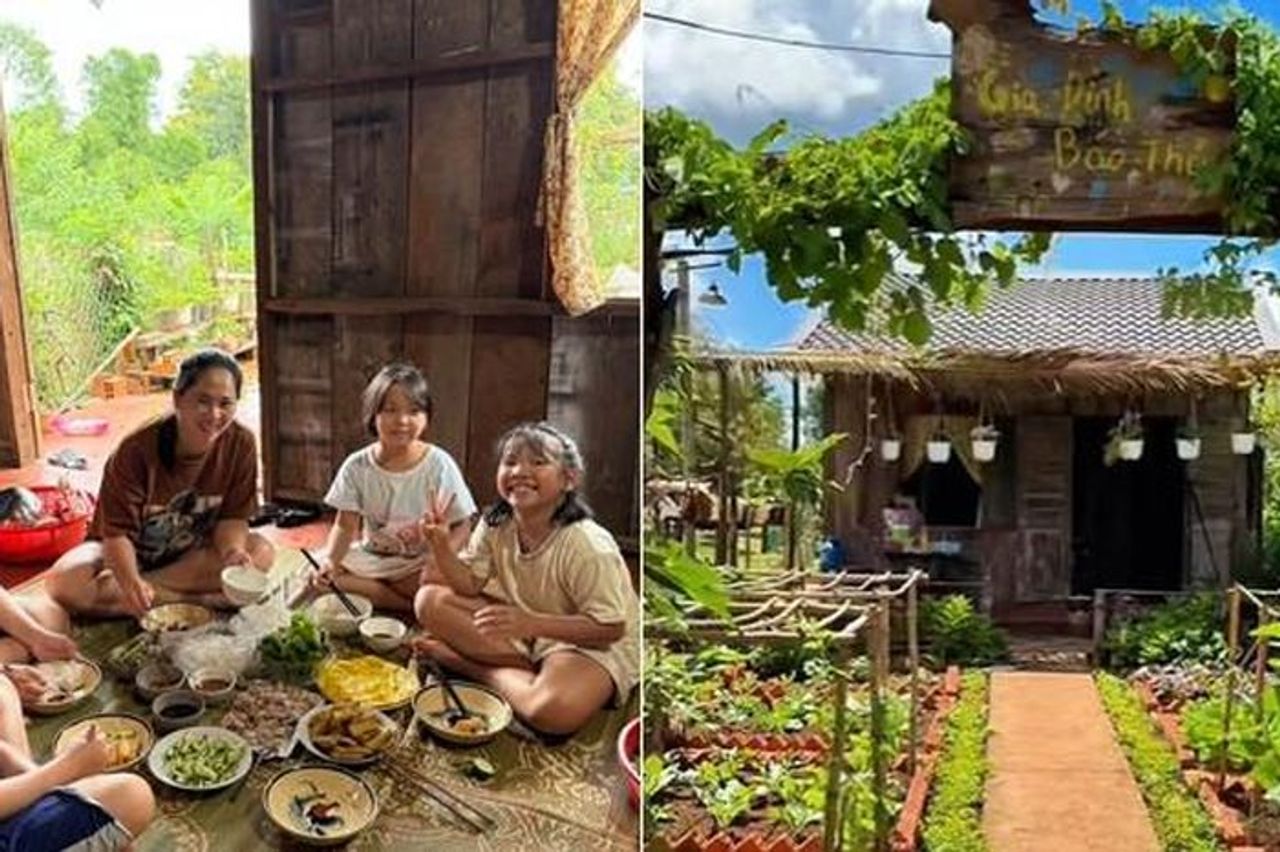 Ông bố mua 1.500m2 đất làm khu vườn đẹp như mơ, cuối tuần về nấu cơm bếp củi - Báo VietnamNet