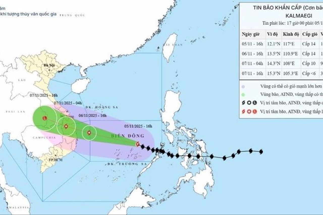 Bão Kalmaegi đang ở thời điểm mạnh nhất, cảnh báo rủi ro rất lớn đối với các tỉnh Quảng Ngãi, Gia Lai, Đắk Lắk - Tạp chí Thương Gia